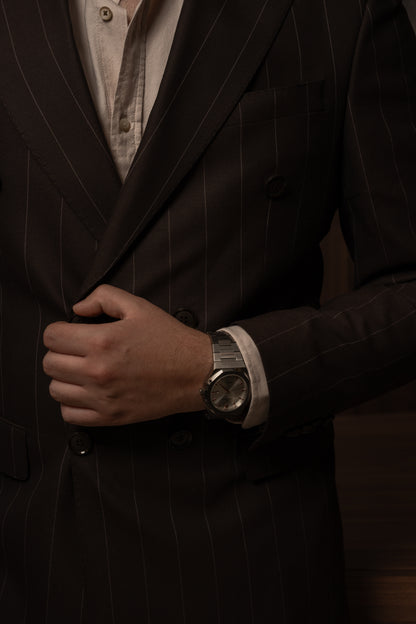 BROWN LINED DOBETTI SUIT