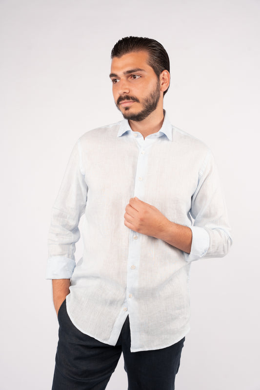 BLUE 100% LINEN SHIRT