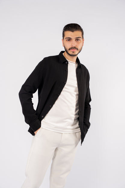 BLACK DOUBLE GAUZE SHIRT
