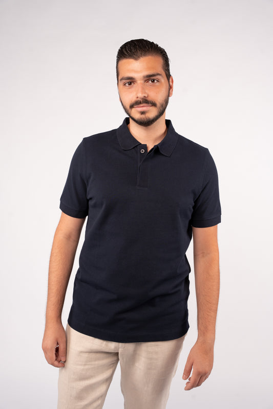 NAVY 100% COTTON BUTTON POLO