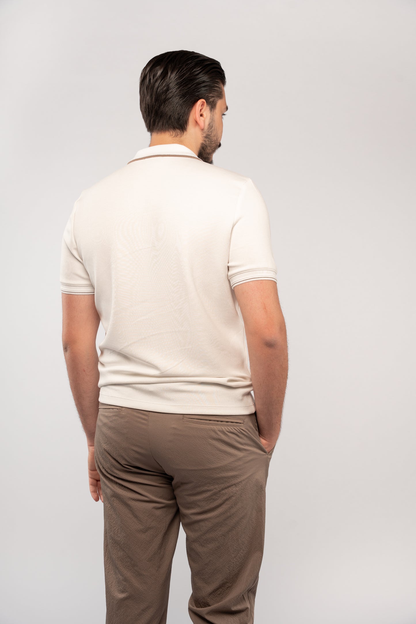 WHITE CASUAL VNECK POLO