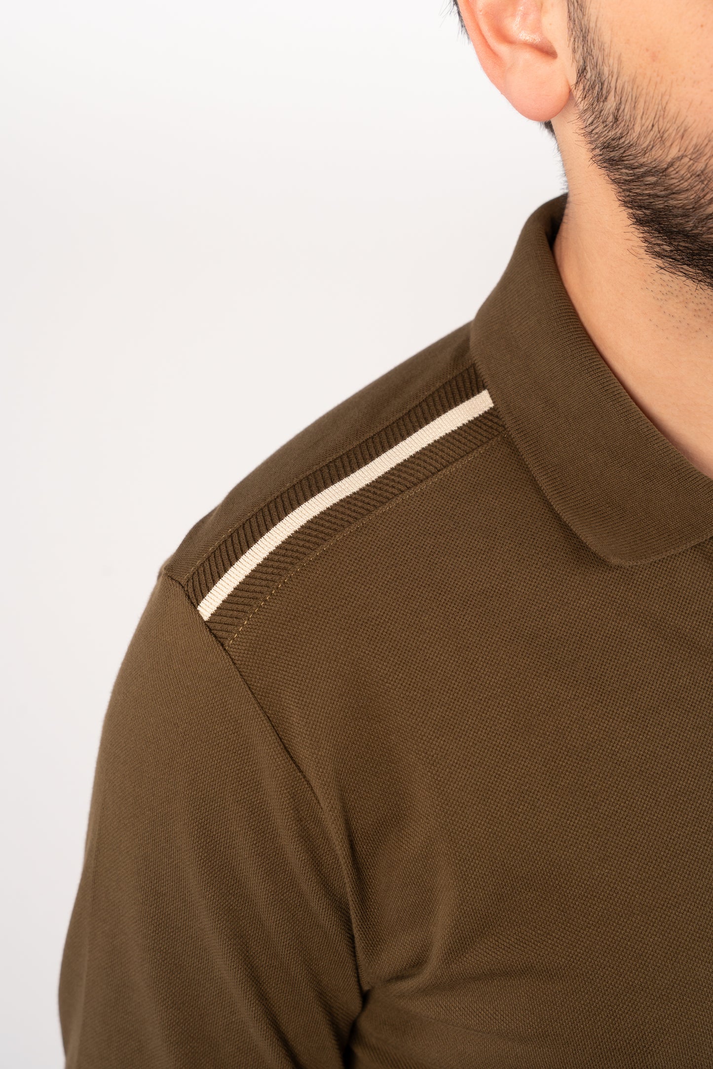 OLIVE CASUAL BUTTON POLO