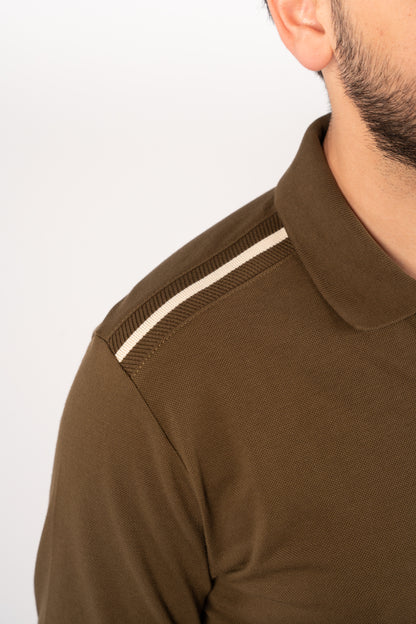 OLIVE CASUAL BUTTON POLO