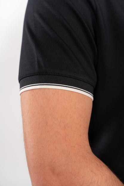 NAVY CLIP BUTTON POLO