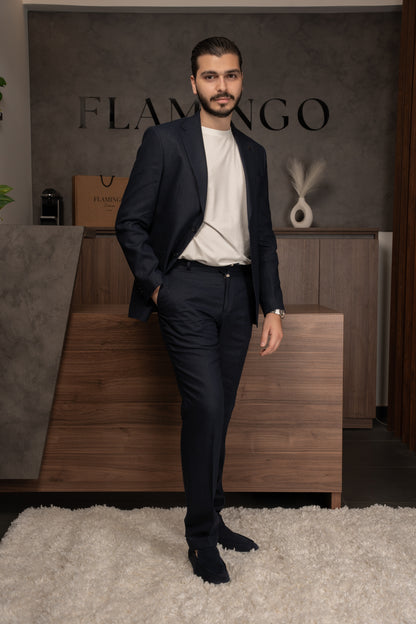 NAVY CASUAL LINEN SUIT