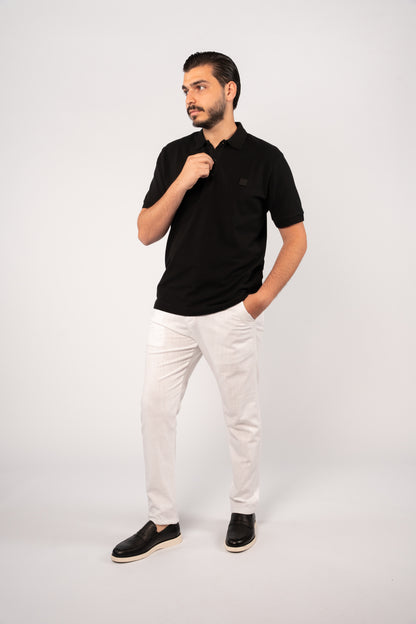 BLACK CASUAL BUTTON POLO
