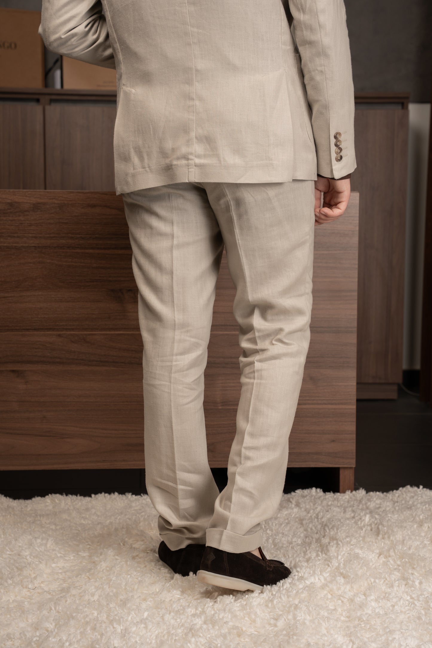 BEIGE CASUAL LINEN SUIT
