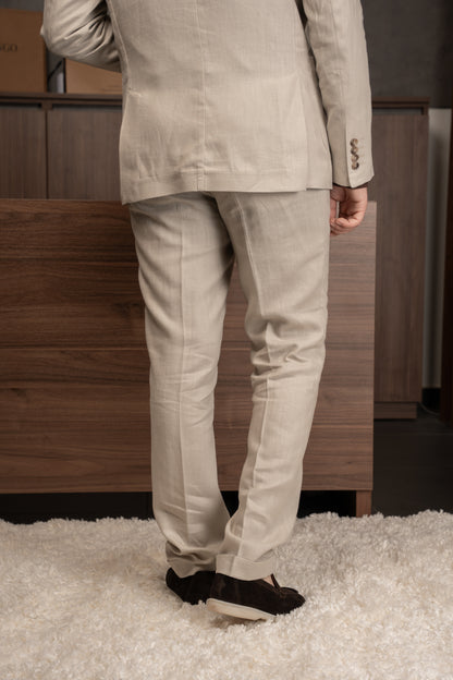 BEIGE CASUAL LINEN SUIT