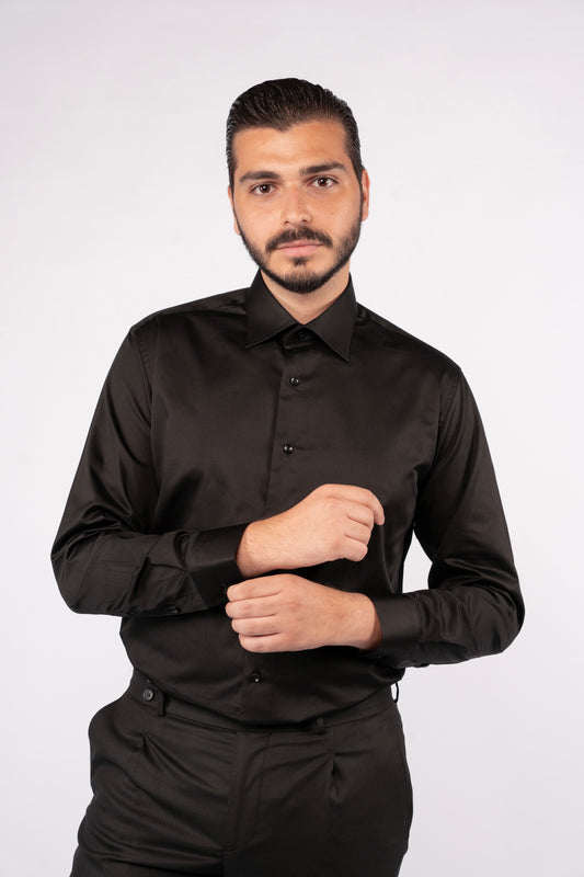 BLACK CLASSIC SHIRT 100% COTTON