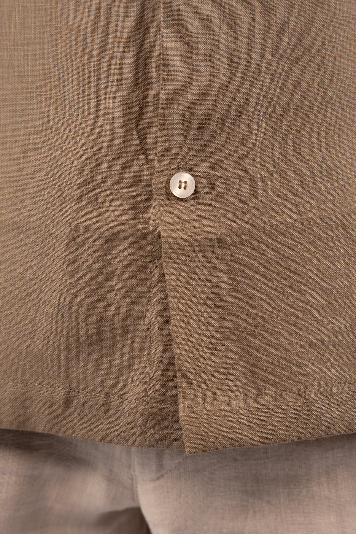 OLIVE HALF SLEEVE 100% LINEN SHIRT