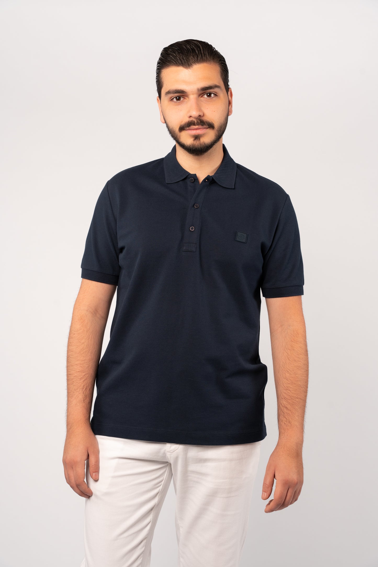 NAVY CASUAL BUTTON POLO