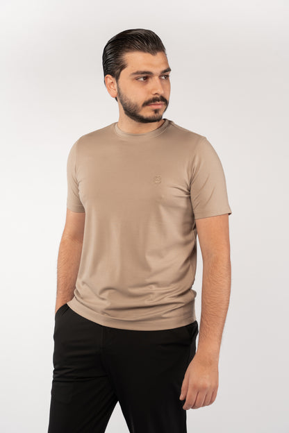 DARK BEIGE CASUAL RAYON TSHIRT