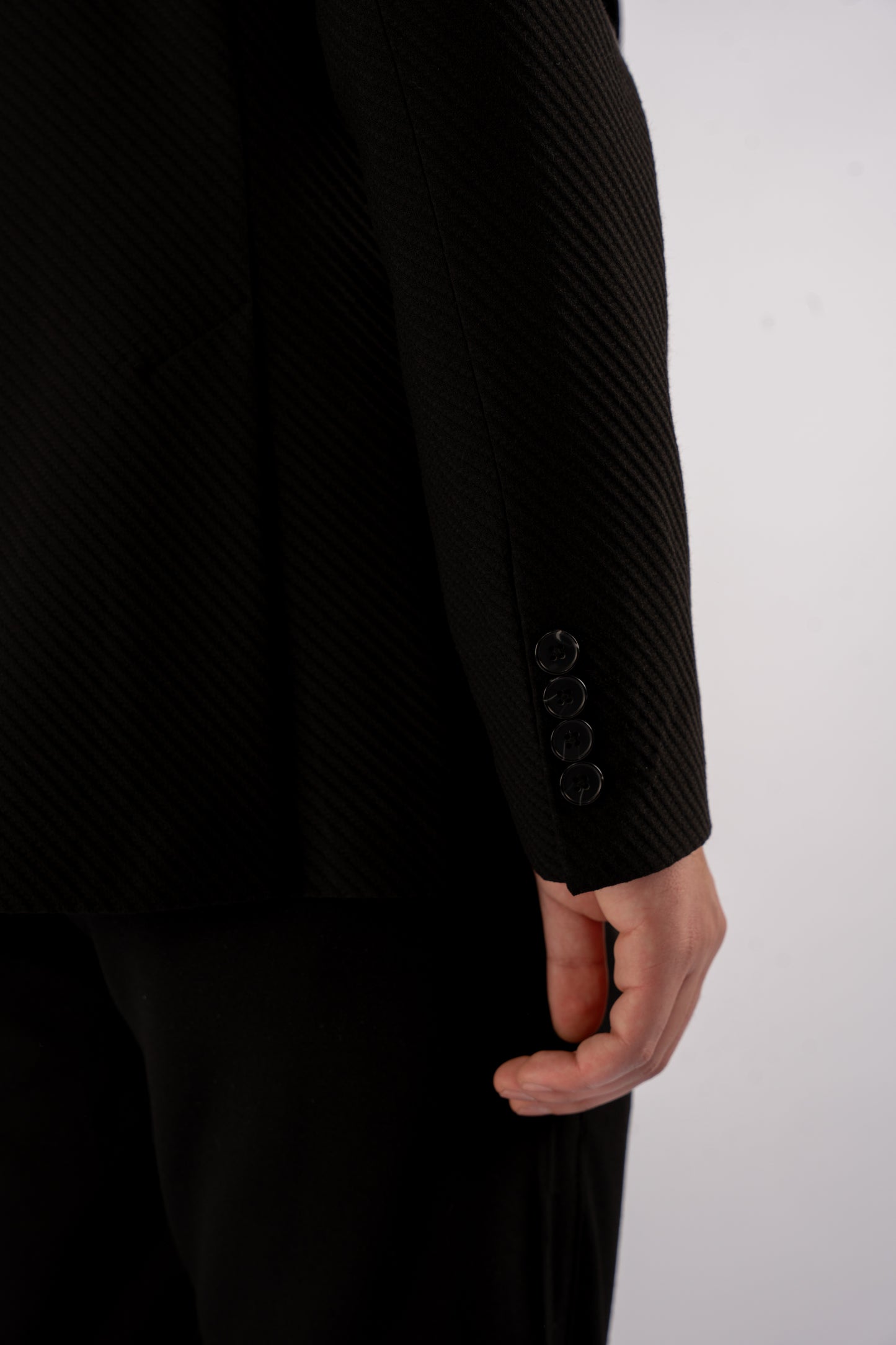 BLACK DIAGONAL TEXTURE BLAZER