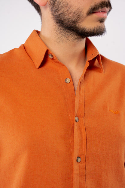 ORANGE LINEN SHIRT