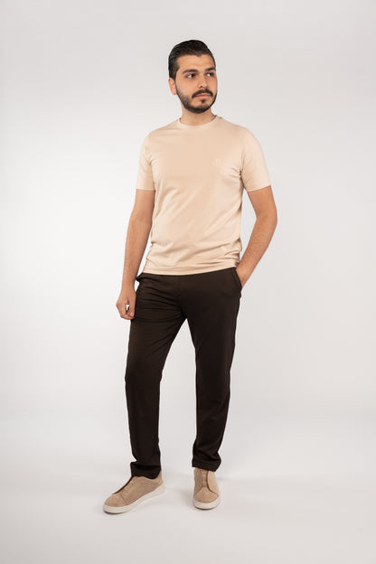 BEIGE CASUAL RAYON TSHIRT