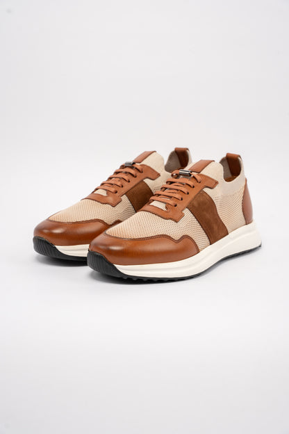 BEIGE HAVANA MIX MATERIAL SNEAKER