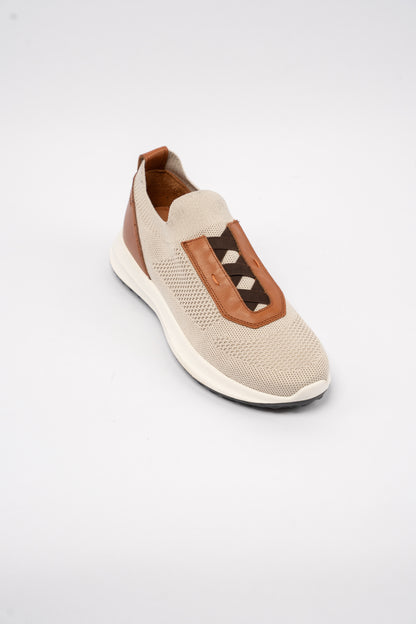 BEIGE CASUAL ELASTIC SNEAKER