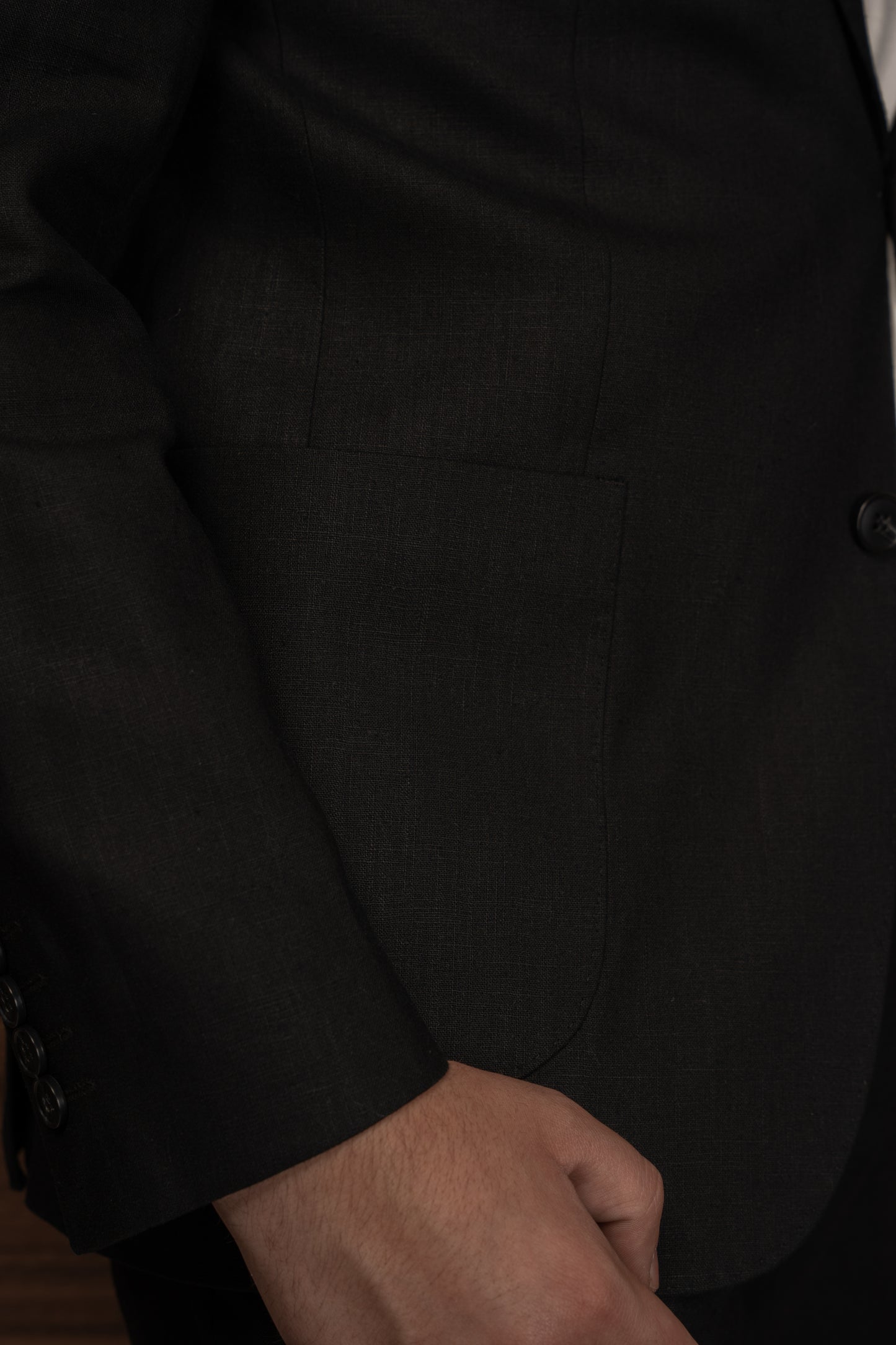 BLACK CASUAL LINEN SUIT