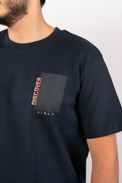 NAVY DISCOVER THICK RELAXED TSHIRT