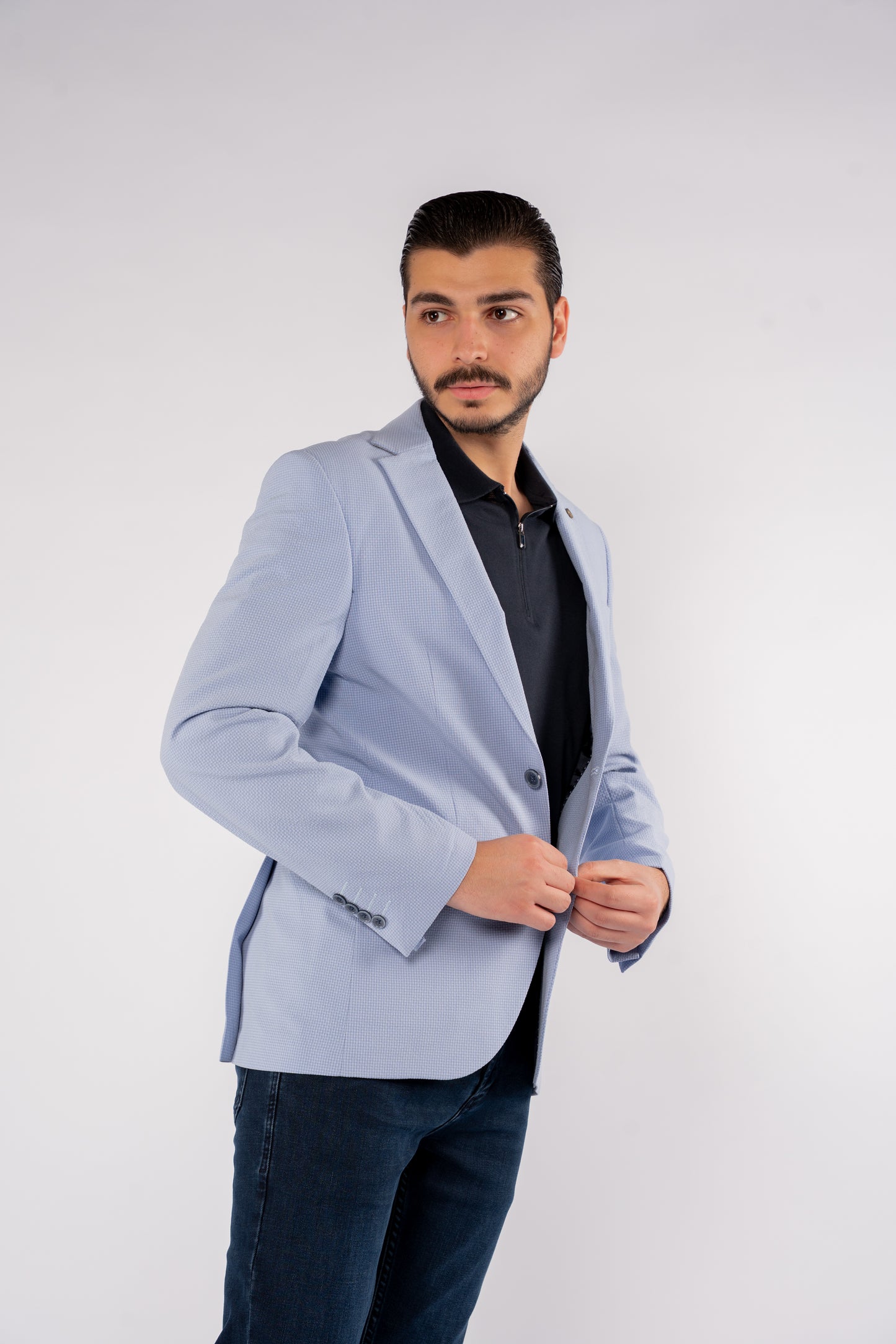 BLUE MINIMAL TEXTURE BLAZER