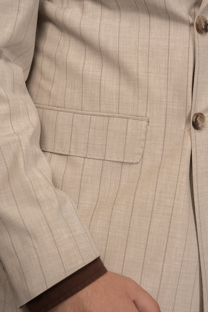 BEIGE LINED DOBETTI SUIT