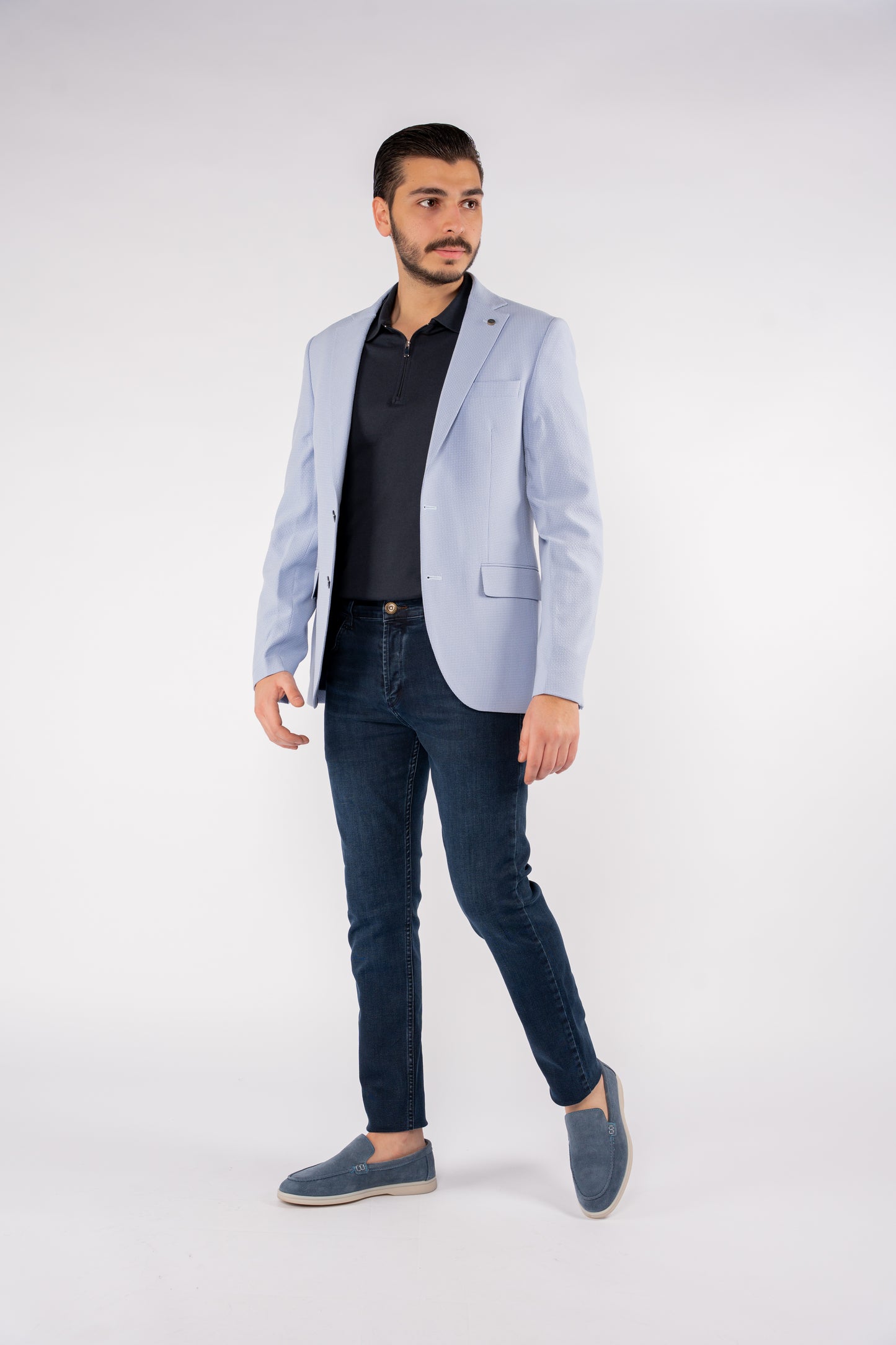BLUE MINIMAL TEXTURE BLAZER