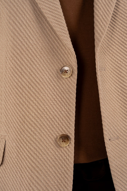 BEIGE DIAGONAL TEXTURE BLAZER