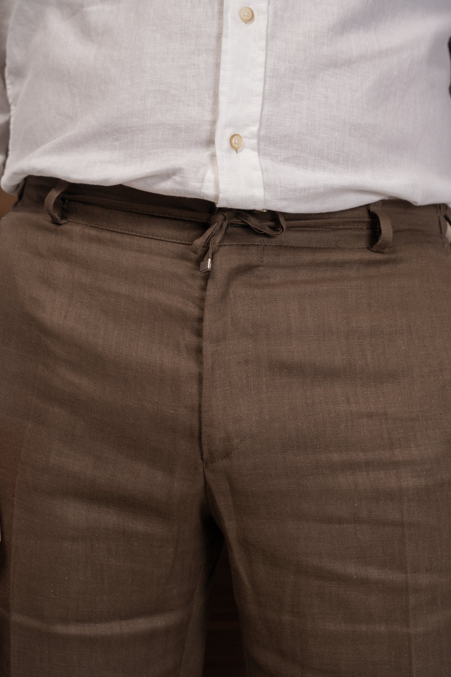 BROWN CASUAL LINEN SUIT