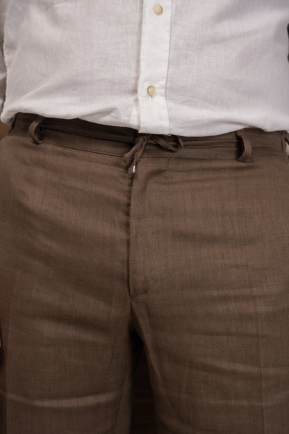 BROWN CASUAL LINEN SUIT