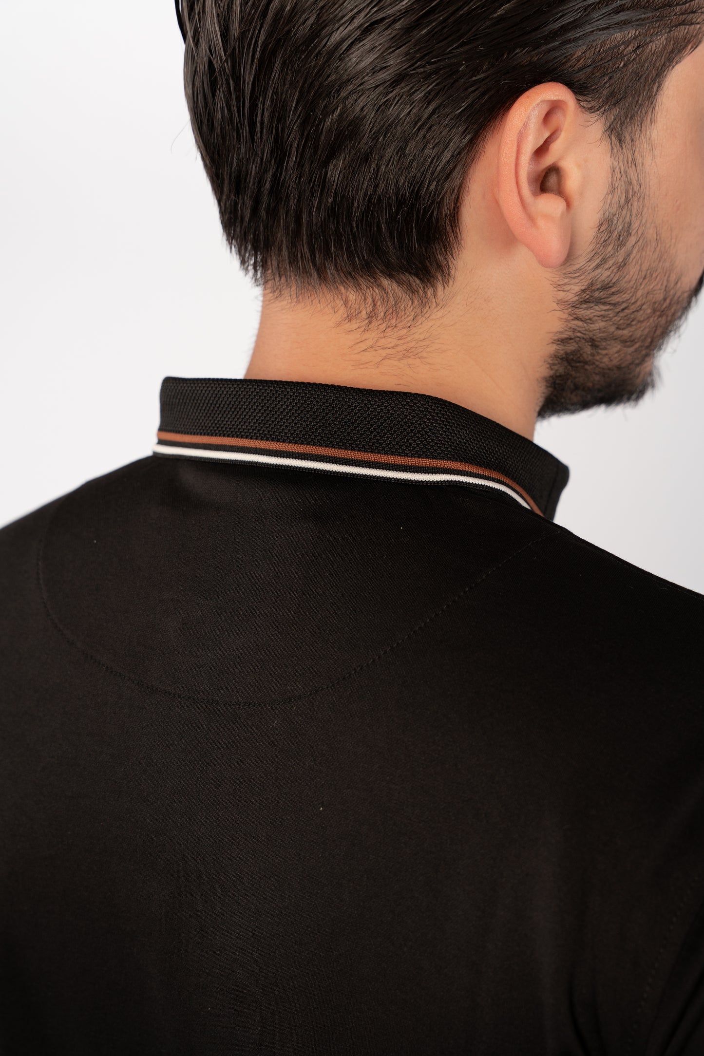 BLACK CASUAL COLLAR MERCERIZED POLO