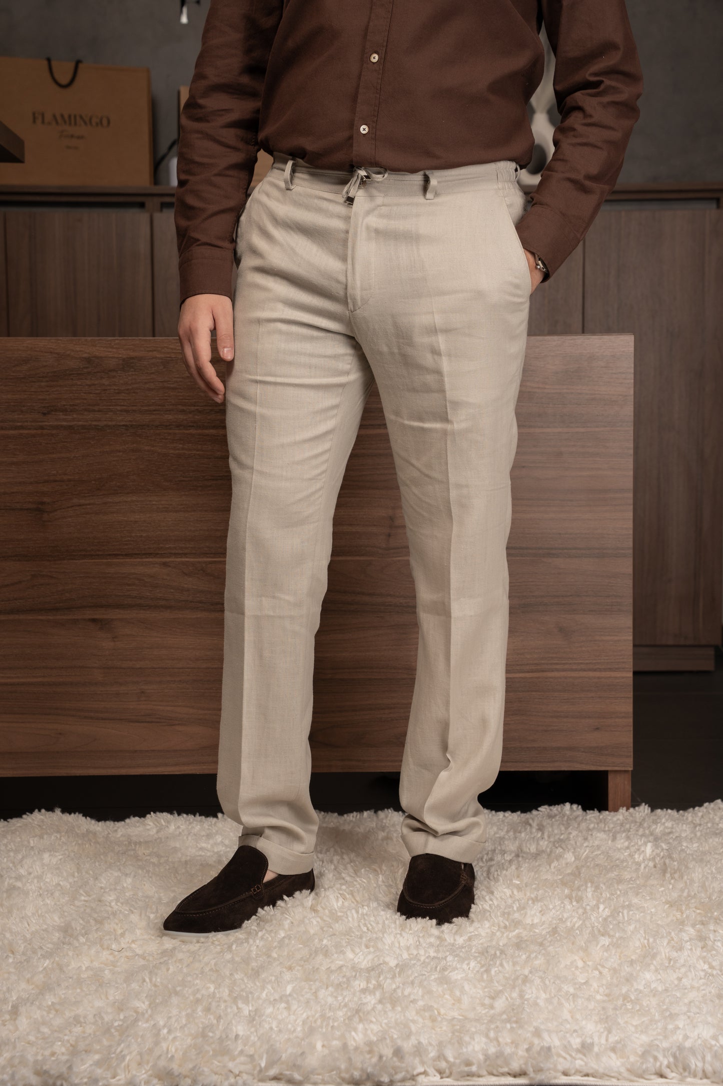 BEIGE CASUAL LINEN SUIT