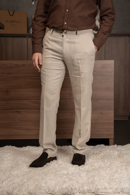 BEIGE CASUAL LINEN SUIT