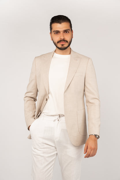 BEIGE SEMI LINEN BLAZER