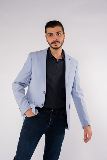 BLUE MINIMAL TEXTURE BLAZER