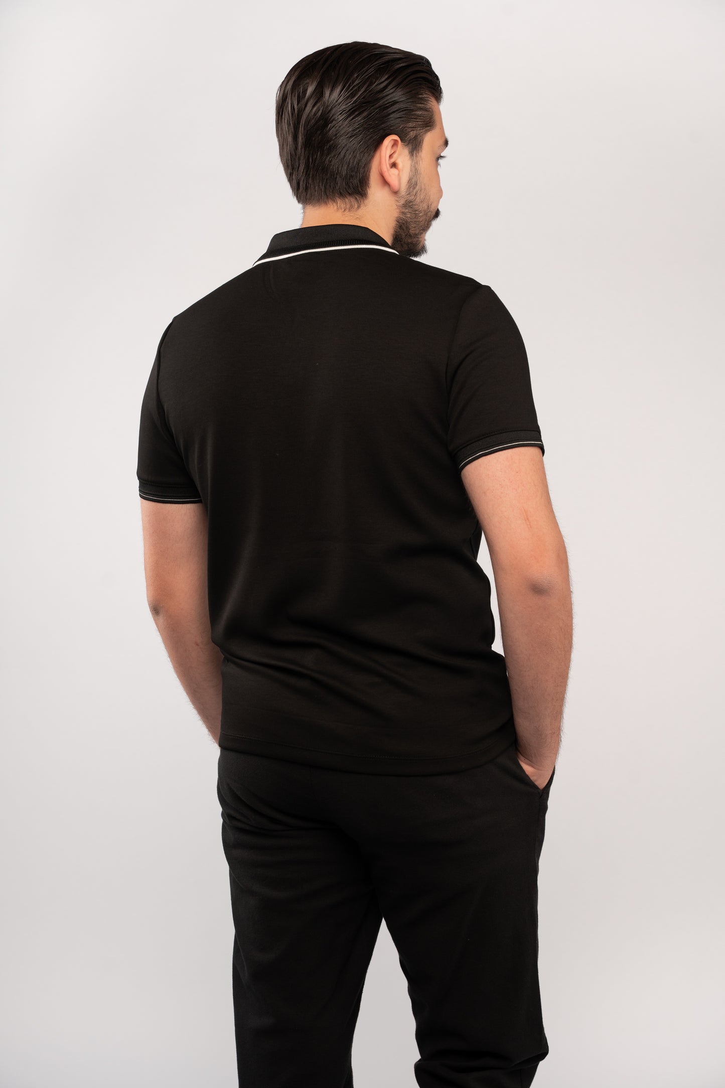 BLACK CASUAL VNECK POLO