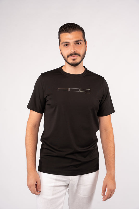 BLACK RECTANGLES RAYON TSHIRT