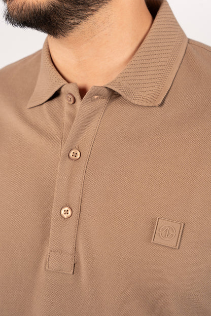 BEIGE CASUAL BUTTON POLO