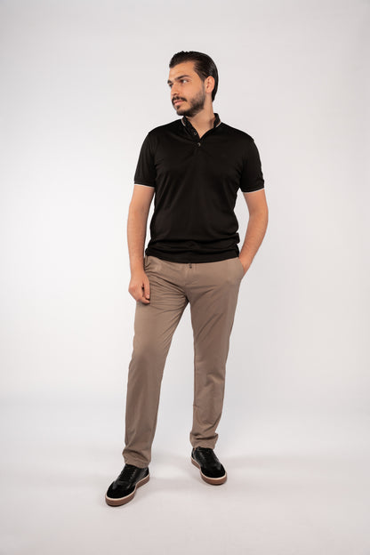 BLACK CASUAL COLLAR MERCERIZED POLO