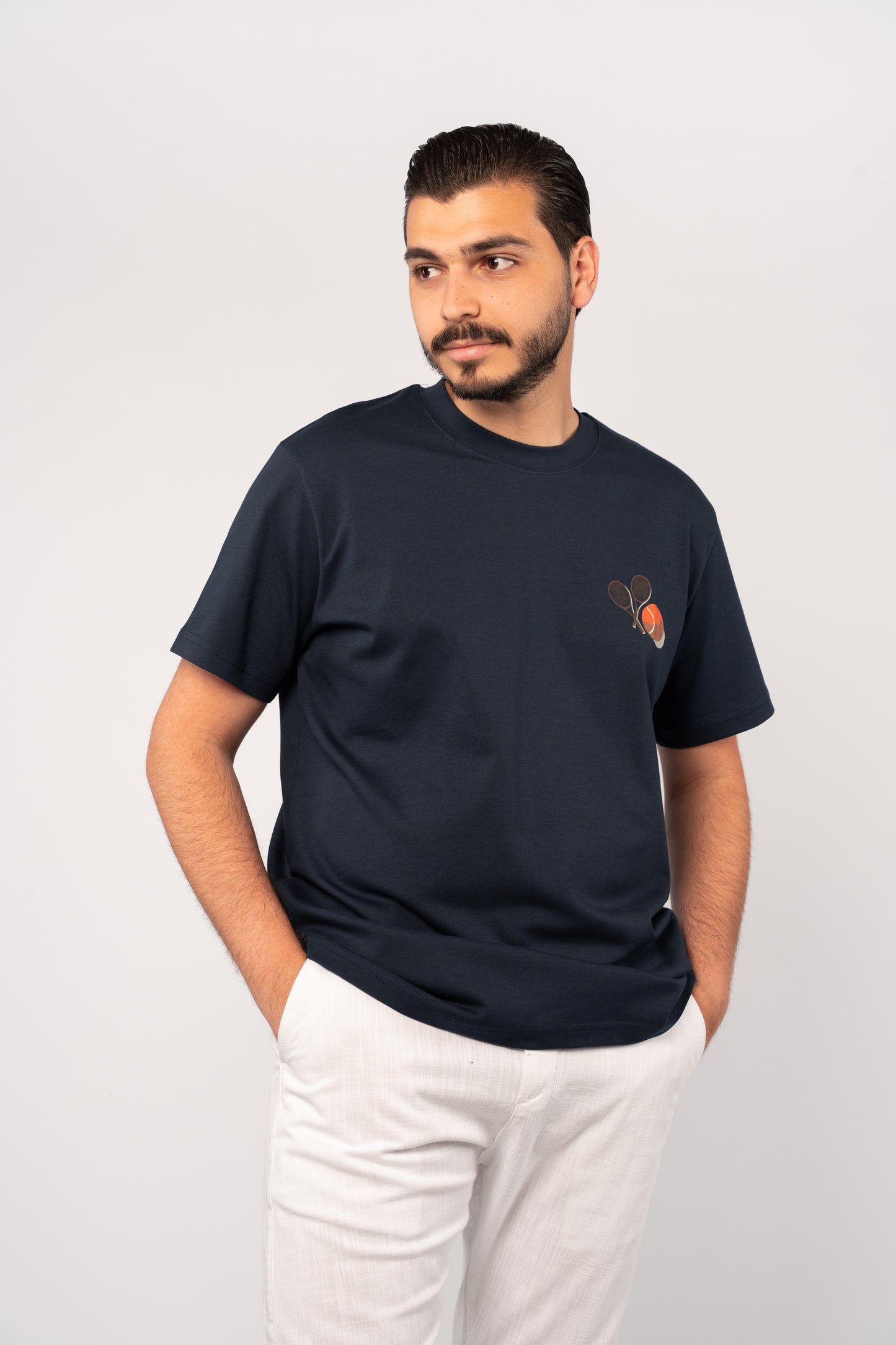 NAVY TENNIS THICK TSHIRT