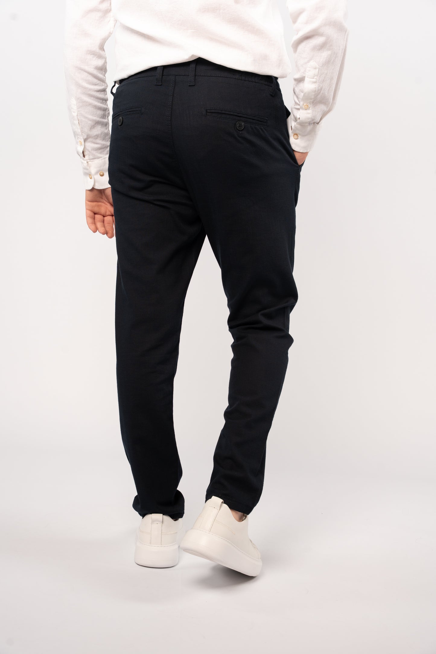 NAVY LINEN TROUSERS
