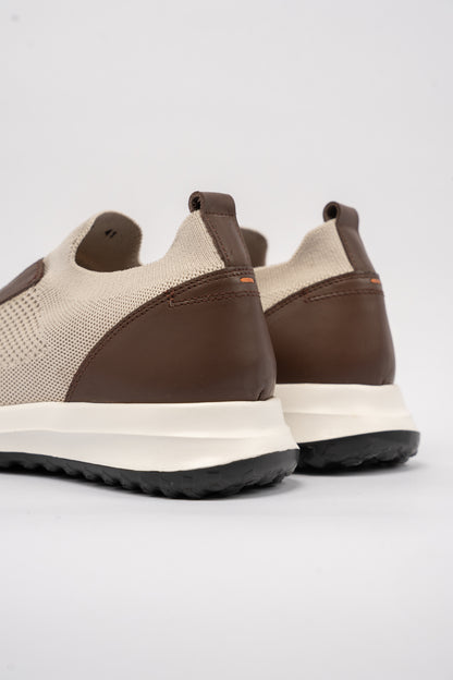 BEIGE BROWN CASUAL ELASTIC SNEAKER