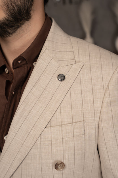 BEIGE LINED DOBETTI SUIT