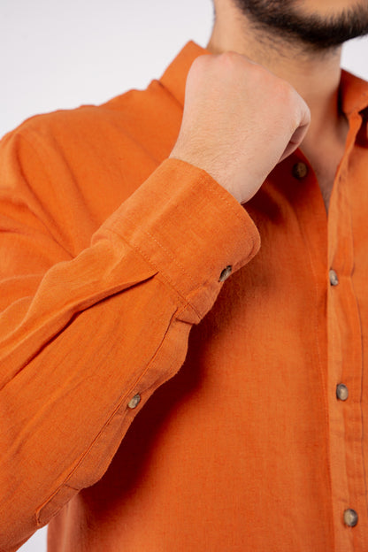 ORANGE LINEN SHIRT