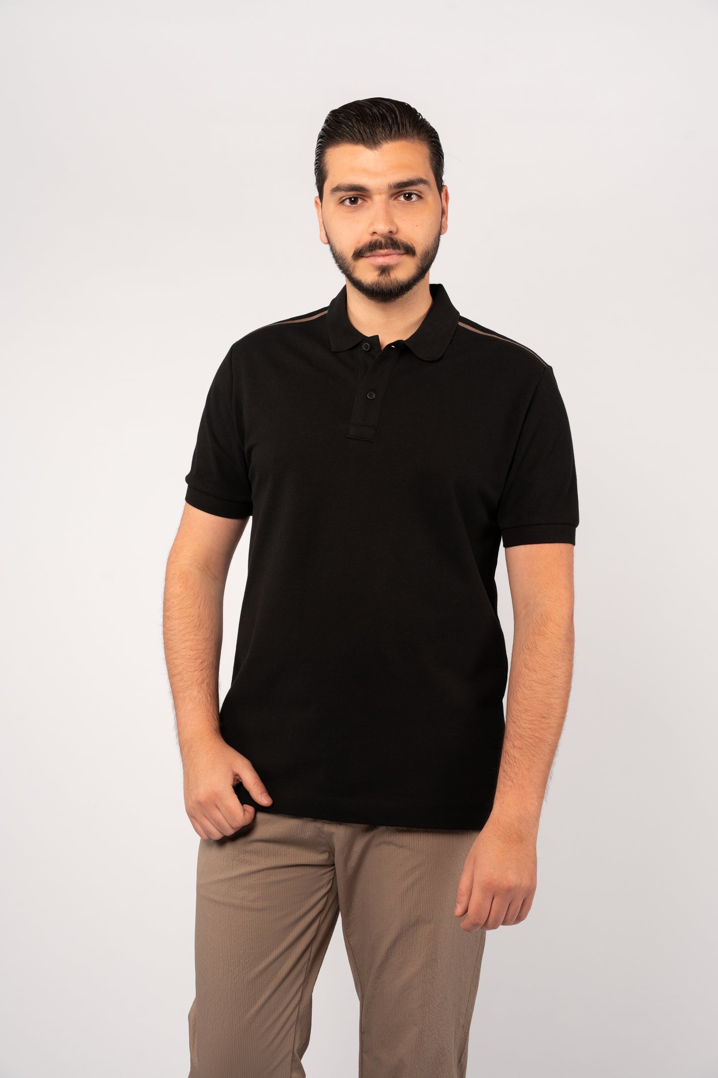 BLACK CASUAL BUTTON POLO