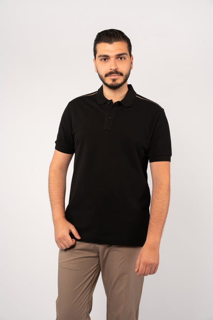 BLACK CASUAL BUTTON POLO