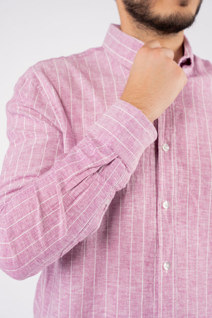 PINK LINED LINEN SHIRT