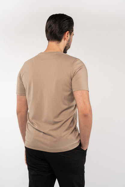 DARK BEIGE CASUAL RAYON TSHIRT
