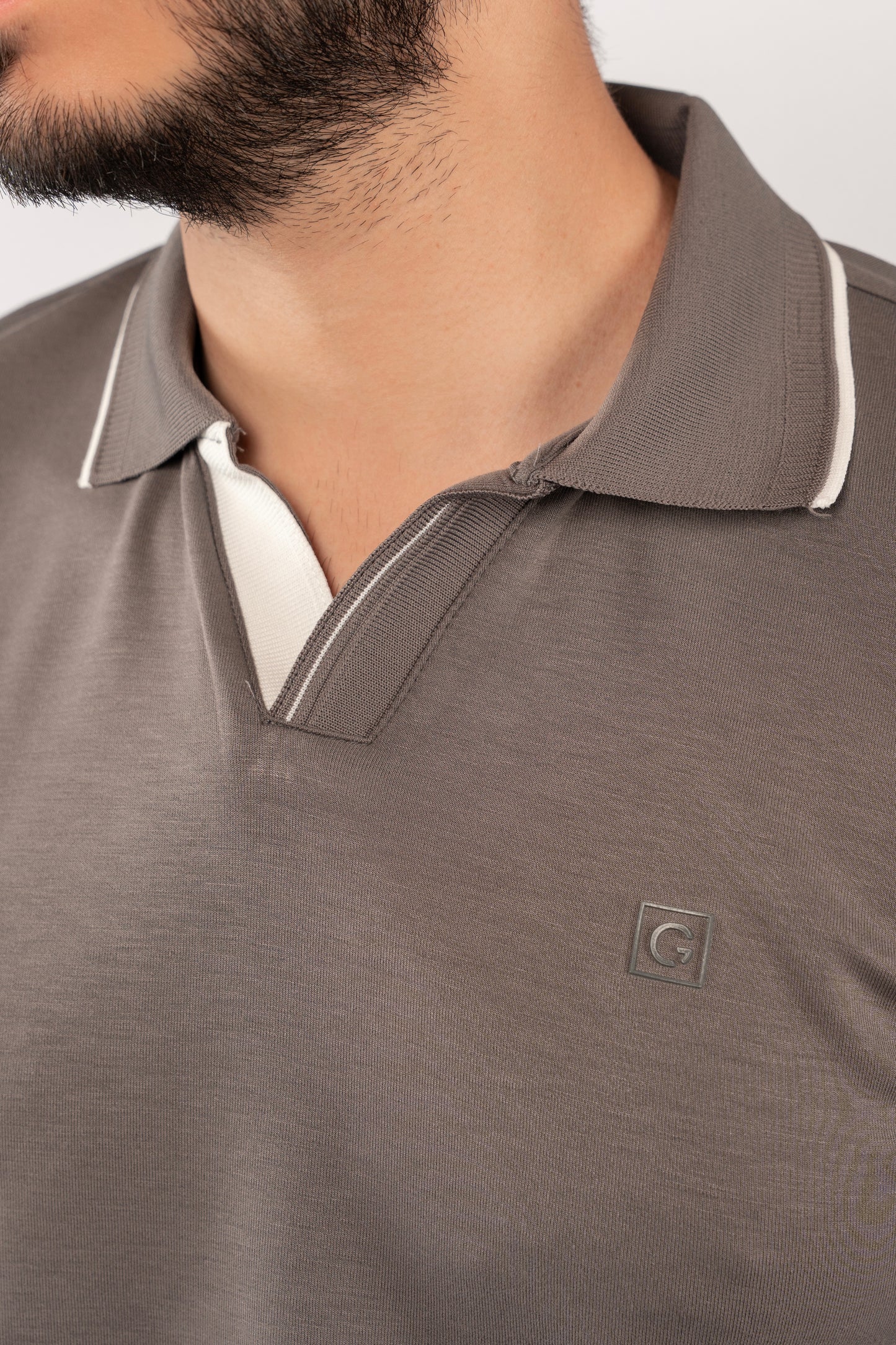 GREY CASUAL VNECK POLO
