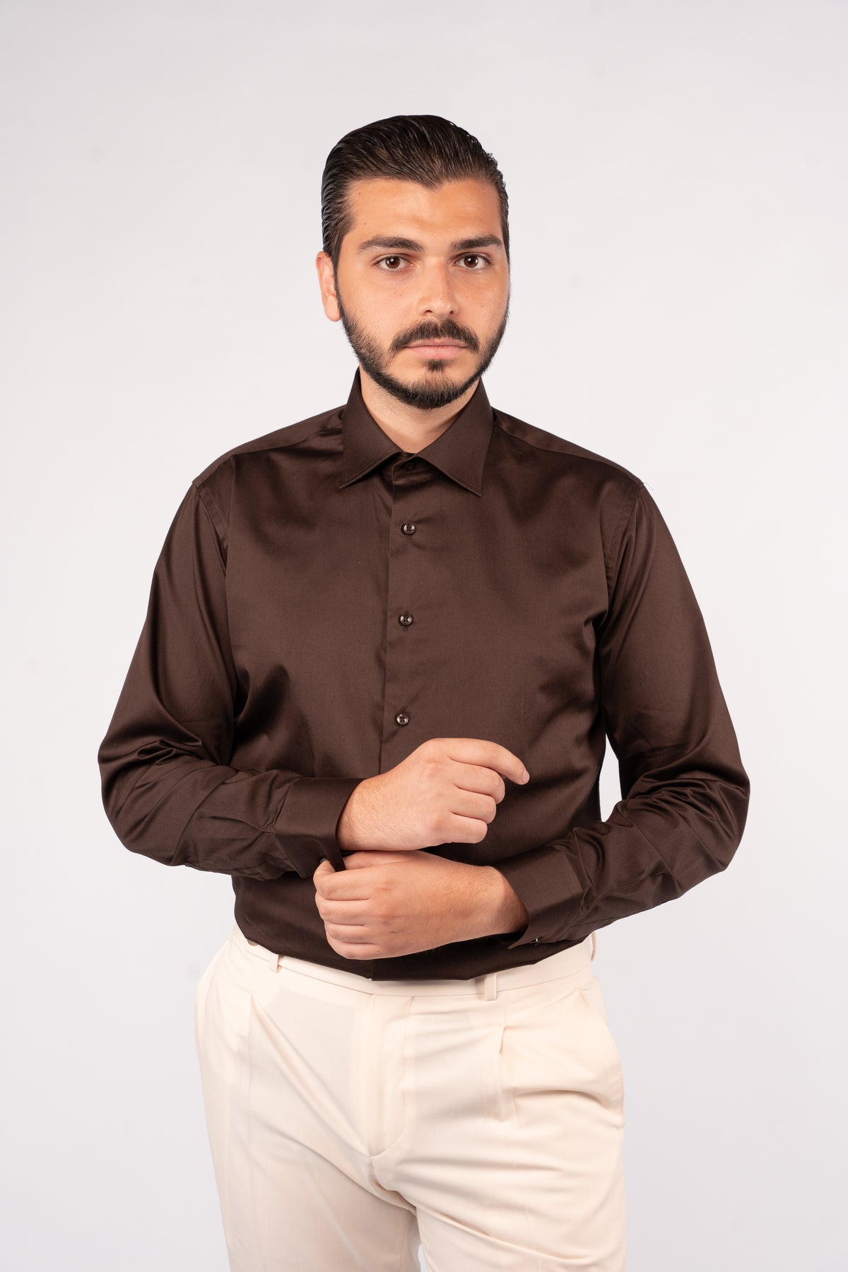 BROWN CLASSIC SHIRT 100% COTTON