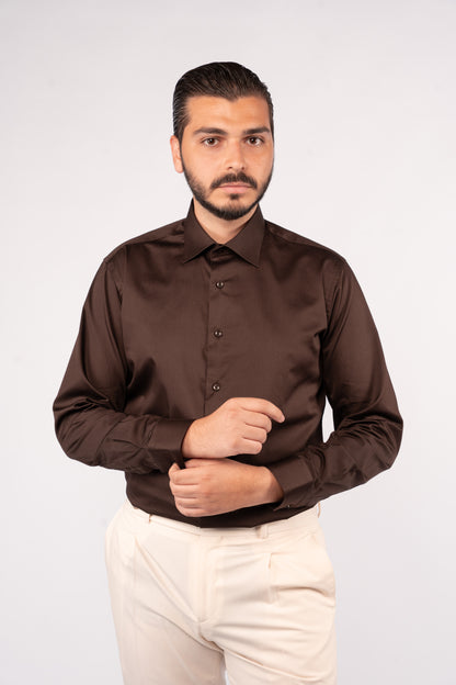 BROWN CLASSIC SHIRT 100% COTTON